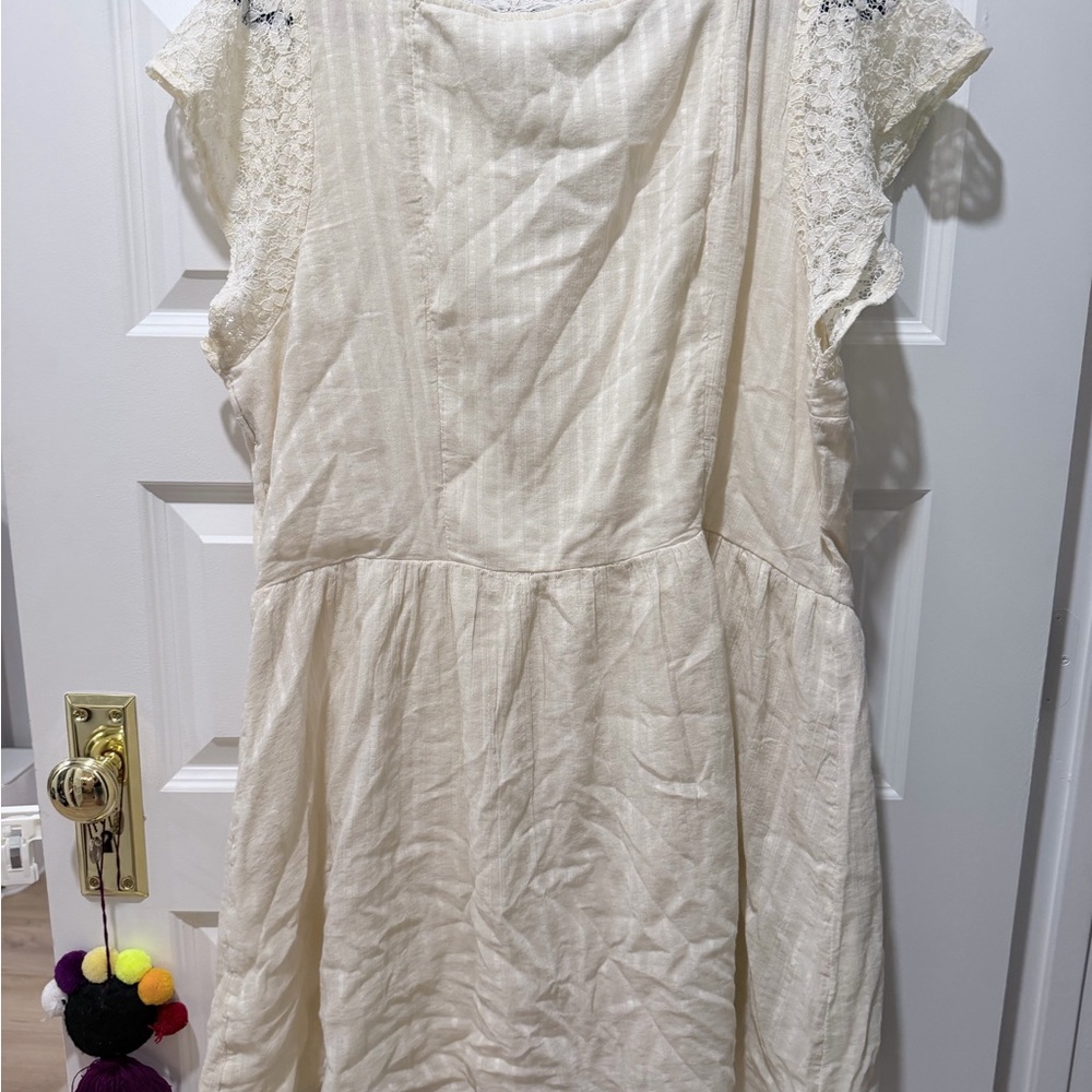 NWT AE Lace Inset Mini Dress White - Picture 7 of 7